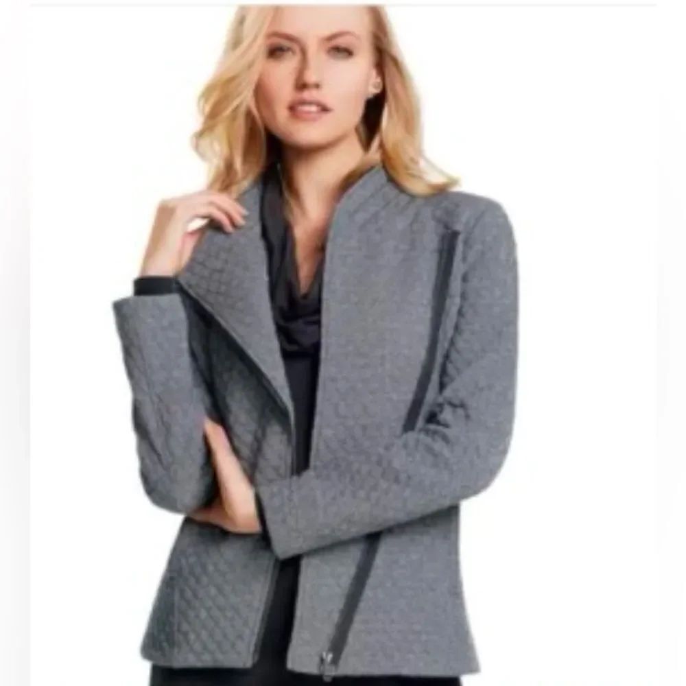 Women’s CAbi Quilted Herringbone Moto Jacket Size Small style # 3025